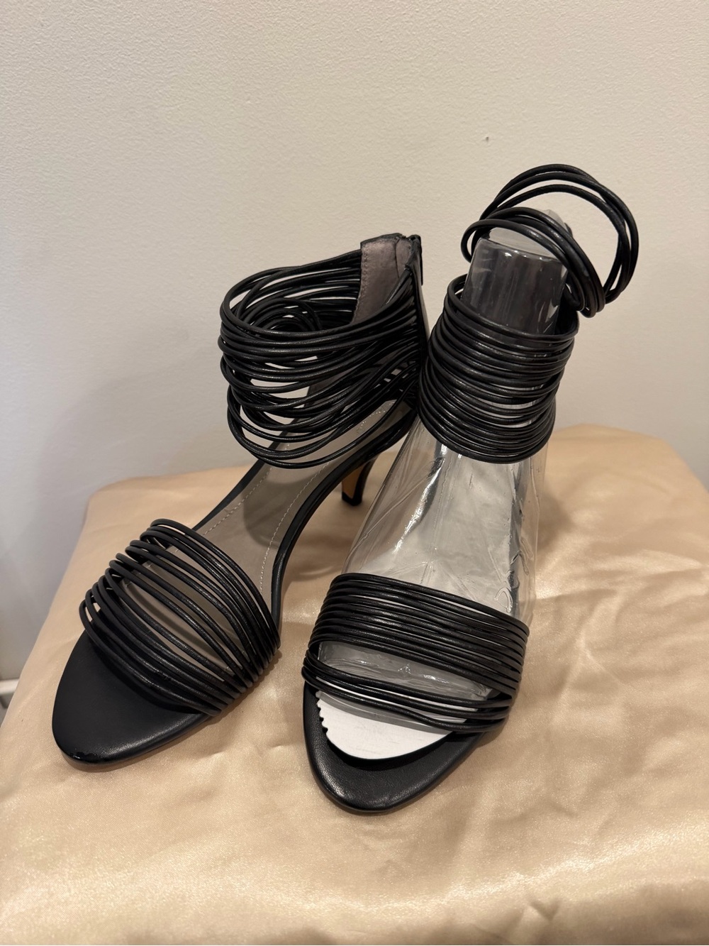 Vince Camuto Black Multi-Strap Ankle Wrap Heels